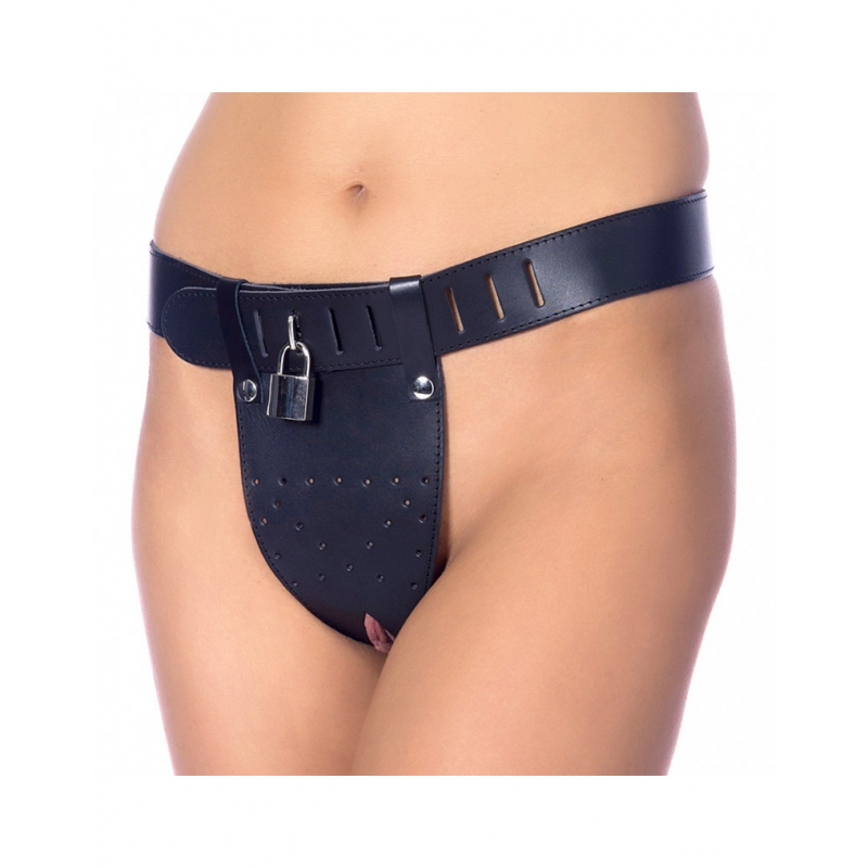 RIMBA - CHASTITY BELT WITH TWO HOLES IN CROTCH. PADLOCK INCLUDED