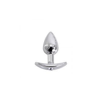 Aluminium Handle Buttplug Clear Gem