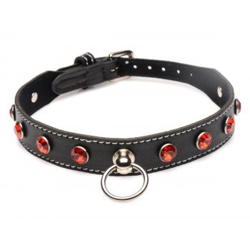 Diamond Choker with O-Ring - Black/Red