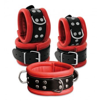 Leather Anklecuffs Red - 6,5 cm