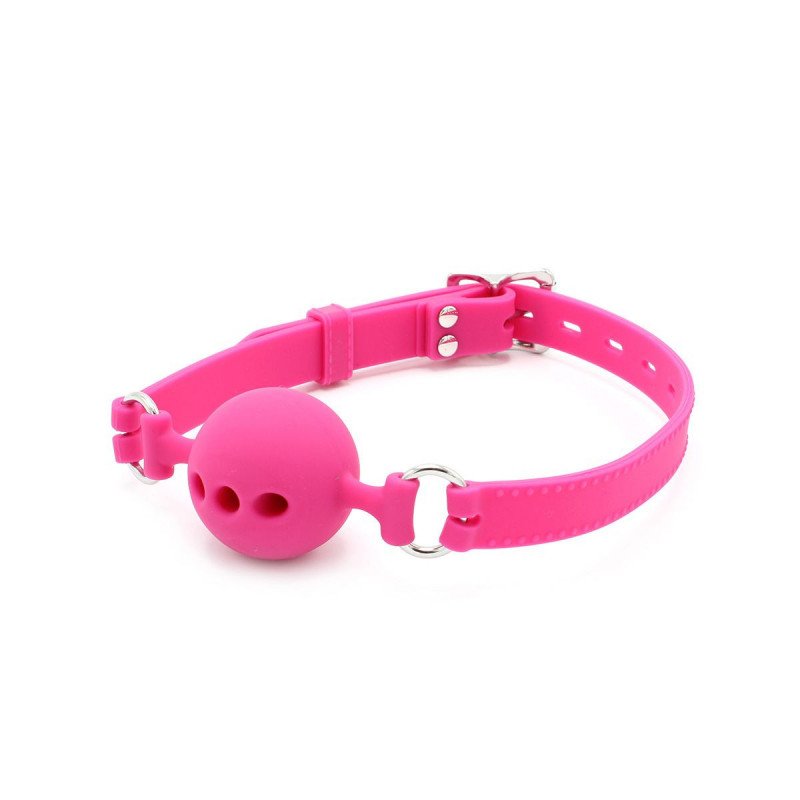 Silicone Ball Gag with Holes Pink