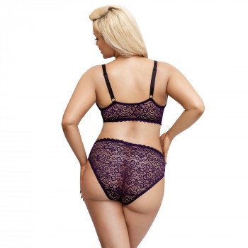 Plus Size Blonde Bralette med Brief Trusse i Lilla