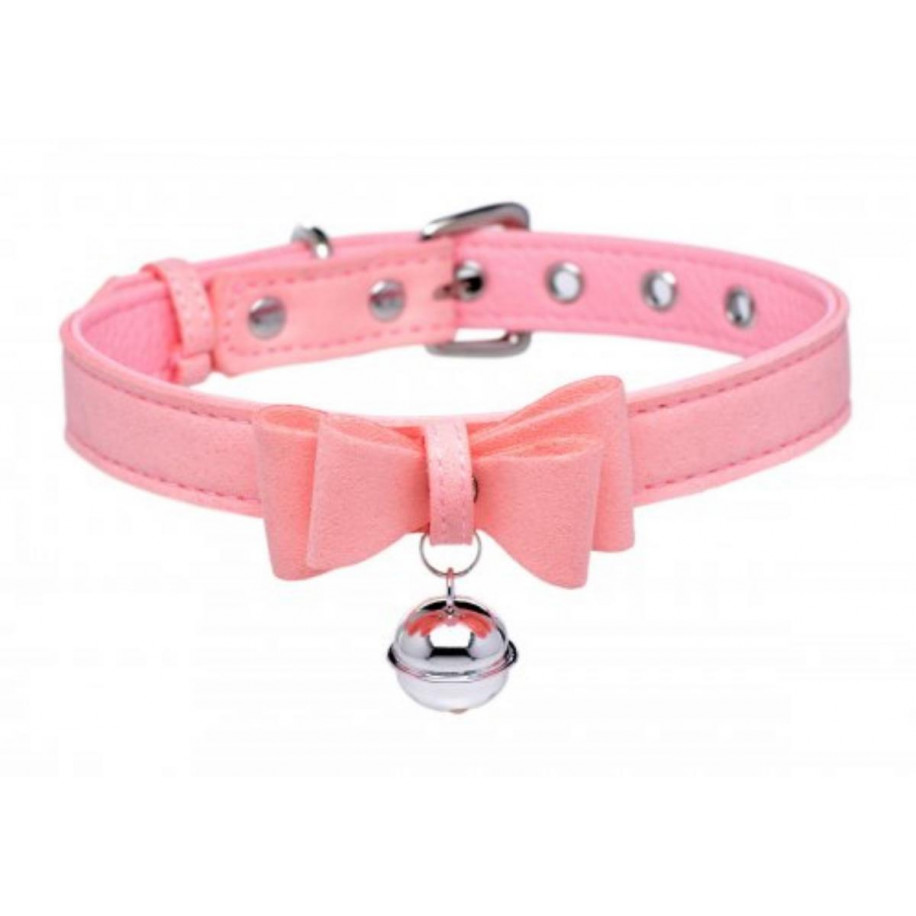 Golden Kitty Collar With Cat Bell - Pink/Silver
