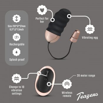 Teazers - Ribbed Vibrating Egg Med Remote Kontrol fra Sadistenstoolbox