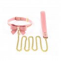 Sevanda Love Heart Butterfly Leather Collar - Pink