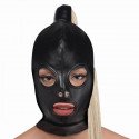 Blonde Ponytail Bondage Hood - Black