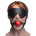 Kinky Adjustable Harness With Blindfold And Red Ball Gag