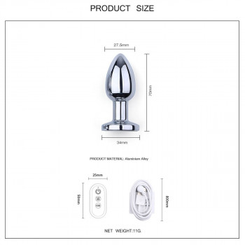 Vibrating Aluminum LED Buttplug Small fra Sadistenstoolbox