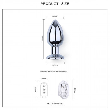 Vibrating Aluminum LED Buttplug Medium fra Sadistenstoolbox