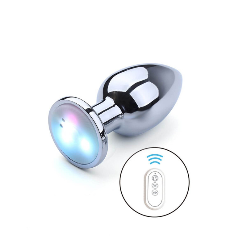 Vibrating Aluminum LED Buttplug Medium