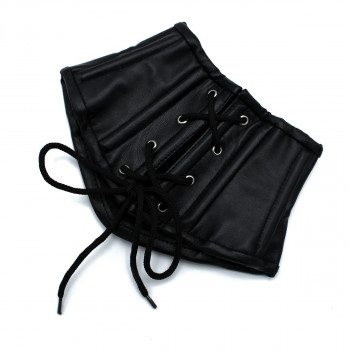 Black Leather Lace-Up Corset Collar fra Sadistenstoolbox