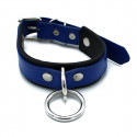 Black & Blue Leather Collar big O-Ring