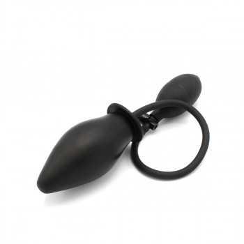 Inflated Anal Spade Plug Black  - 2