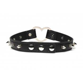 Spiked Hjerte Choker - Sort Master Series - 2